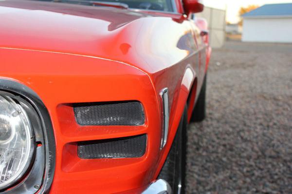 Red 1970 Ford Mustang Boss 302 Front Corner Up Close