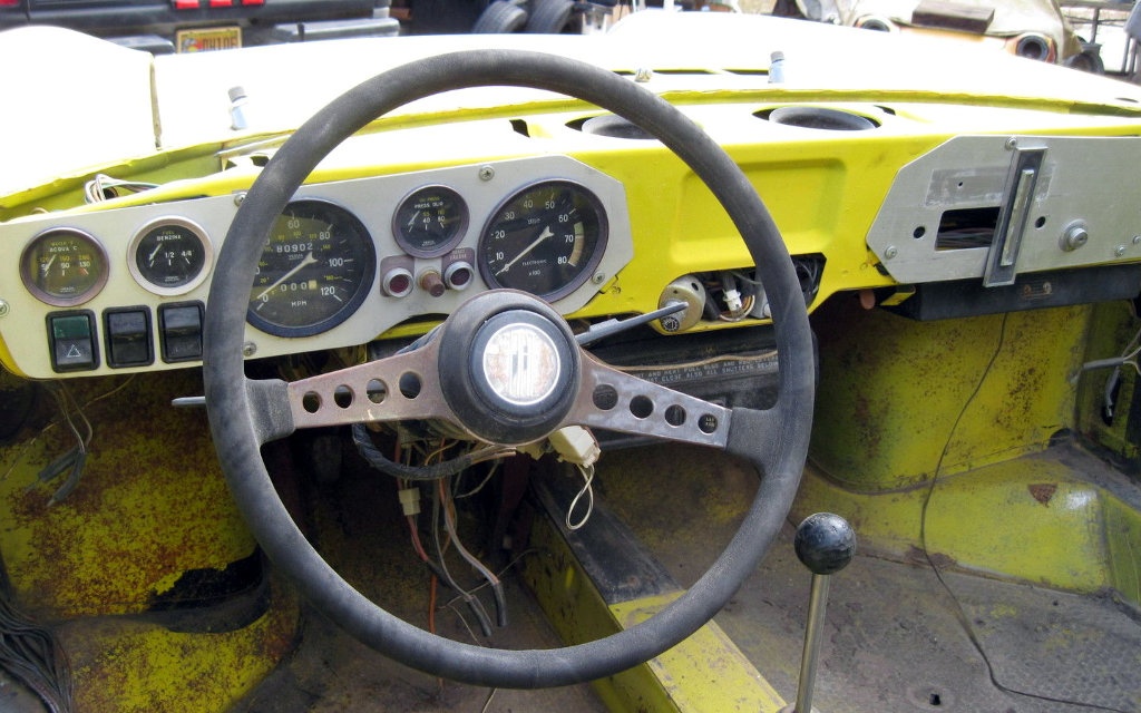 Yellow Fiat 850 Interior