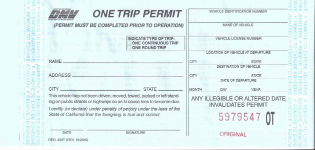 california trip permit