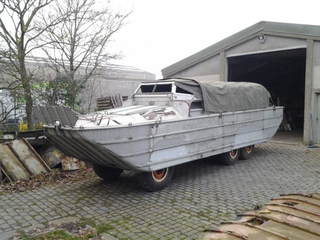 dry docked duck: dukw amphibious vehicle