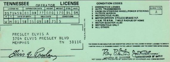 Elvis Driver License