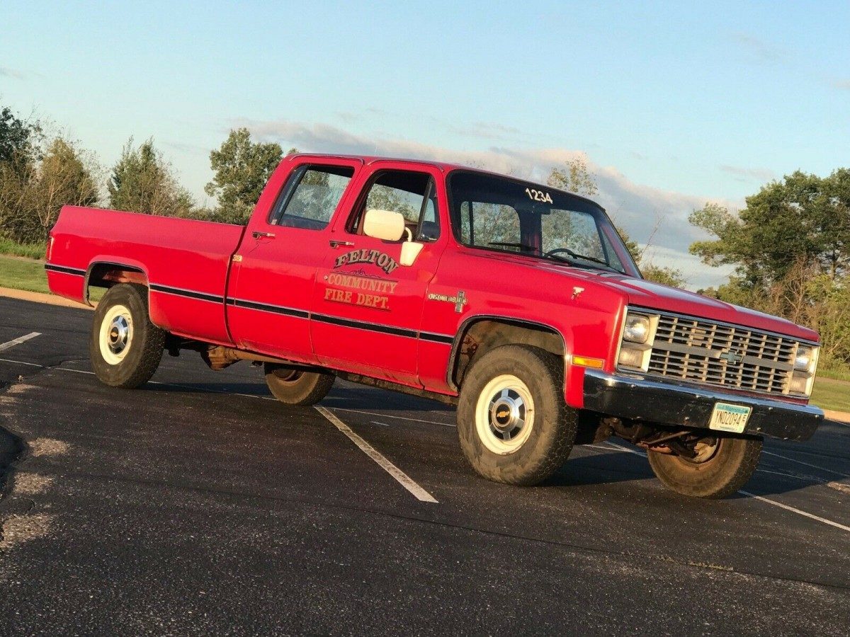 This 1984 Chevrolet C30 Crew Cab pickup is a recent retiree from fire depar...