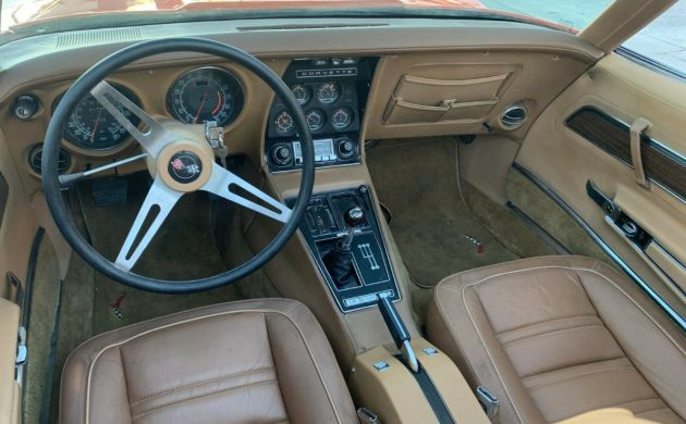 41K Mile 1975 Chevrolet Corvette Convertible Barn Finds   1975 Corvette Interior E1574801579466 630x390 