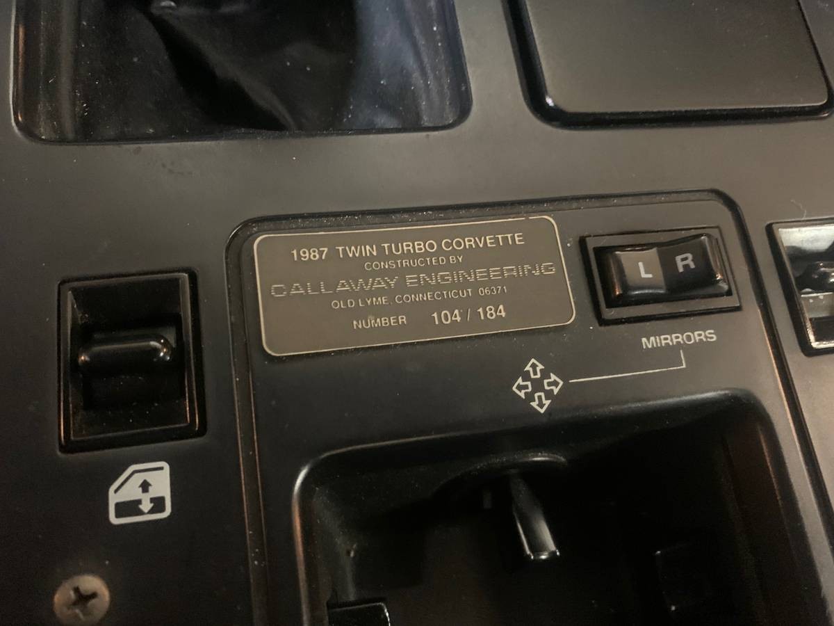 1987 Chevrolet Corvette Callaway Twin Turbo Plaque | Barn Finds
