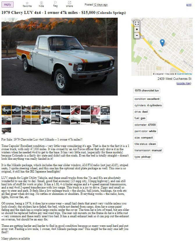 Only 47k Miles! 1979 Chevrolet LUV Mikado 4×4