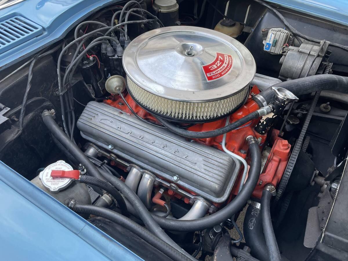 blue corvette engine Barn Finds