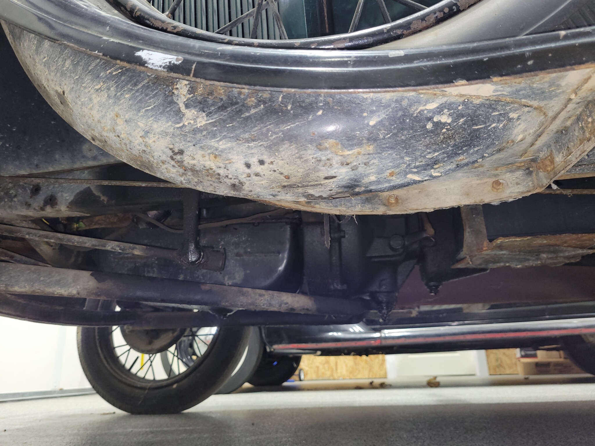 Underside driver spare tire well Barn Finds